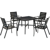Hanover Cortino 5-Piece Grade Patio Dining Set Commercial Outdoor Furniture, Gunmetal