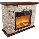 LifeSmart Large Square Infrared Faux Stone Fireplace, FP2043