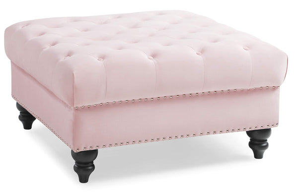 Glory Furniture Nola , Pink Ottoman, 19"H X 35"W X 35"D,