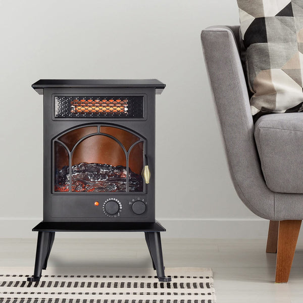 LifeSmart Topside 3-Quartz Infrared Stove Heater with Remote Control and Timer | Adjustable Realistic Flame | Cool Touch Exterior Cabinet | HT1288