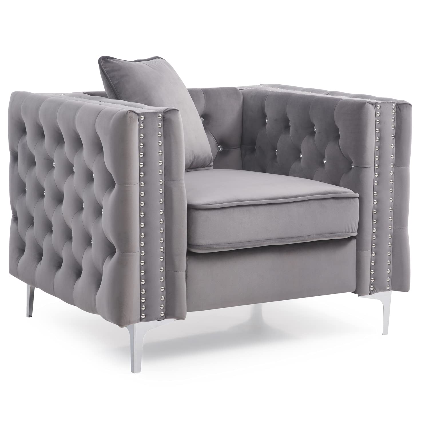 Glory Furniture Paige Velvet Chair in Gray Glory Furniture Paige Velvet Chair in Gray