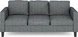 Furinno Bayonne Modern Upholstered 3-Seater Sofa Couch for Living Room, Gunmetal