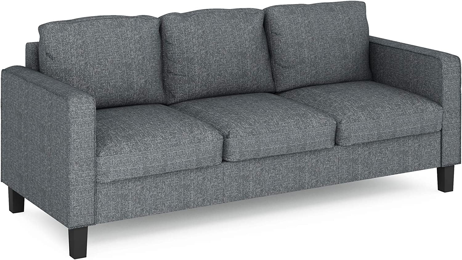 Furinno Bayonne Modern Upholstered 3-Seater Sofa Couch for Living Room, Gunmetal Furinno Bayonne Modern Upholstered 3-Seater Sofa Couch for Living Room, Gunmetal
