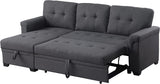 Lilola Home Lucca Dark Gray Linen Reversible Sleeper Sectional Sofa with Storage Chaise