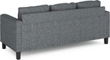 Furinno Bayonne Modern Upholstered 3-Seater Sofa Couch for Living Room, Gunmetal