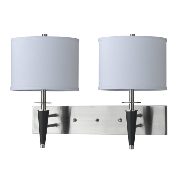 Cal Lighting LA-8002W2L-1BS 60WX2 WL LP W/3W Push/SWCH, Brushed Steel, 9.5x24.8x13.5
