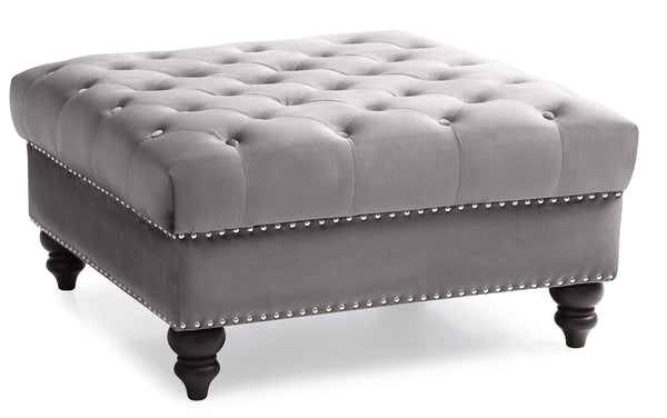 Glory Furniture Nola , Dark Gray Ottoman, 19"H X 35"W X 35"D,