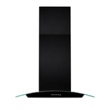 Ducted Stainless Steel Kitchen Island Range Hood Tempered Glass 3 Speed Black