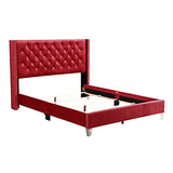 Glory Furniture Julie Velvet Upholstered Full Bed in Cherry