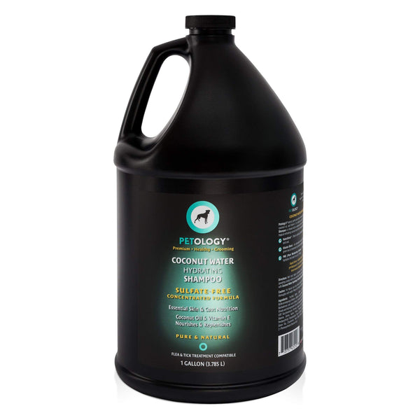 Petology Coconut Water Hydrating Dog Shampoo, Gallon - Natural, Gentle, Sulfate-Free, Infused with Tropical Coconut Water, Coconut Oil, and Vitamin E, Bulk Refill Size 128 oz