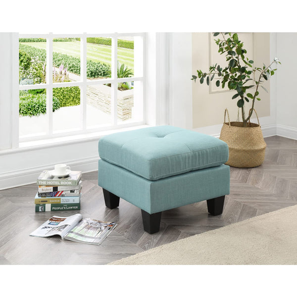 Glory Furniture Twill Tufted Ottoman Teal Ottoman Included