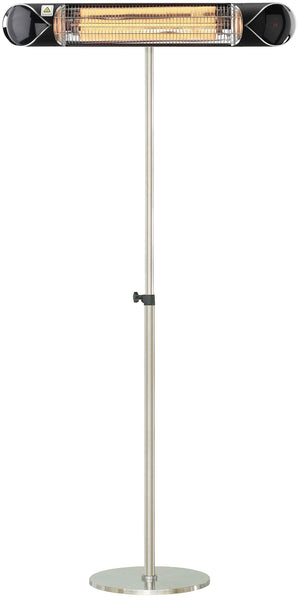Hanover 1500W 35.4'' Electric Carbon Infrared Heat Lamp with Remote Control and Adjustable Pole Stand | Powerful Heating for Outdoor Areas up to 131 Sq. Ft. | Ideal for Porch, Garage, Workshop | Black