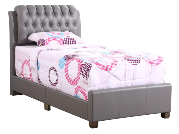Glory Furniture Marilla Faux Leather Upholstered Twin Bed in Light Gray