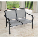Hanover Foxhill All-Weather Grade Aluminum Loveseat with Sunbrella Fabric, FOXHLLVST-GMASH Commercial Outdoor Furniture, Gunmetal/Ash Sling