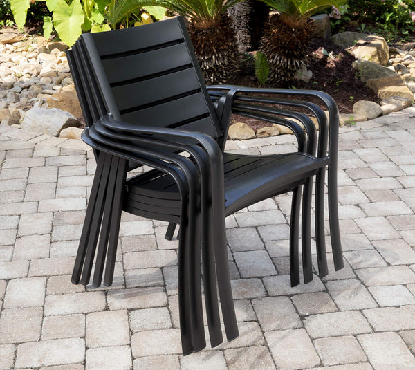 Hanover Aluminum Slatted Dining Chair, Gunmetal