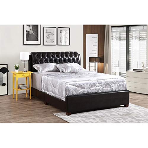 Glory Furniture Marilla Faux Leather Upholstered Full Bed in Dark Brown