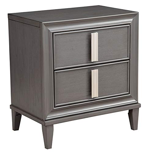 Alpine Furniture Lorraine Wood 2 Drawer Nightstand in Dark Gray