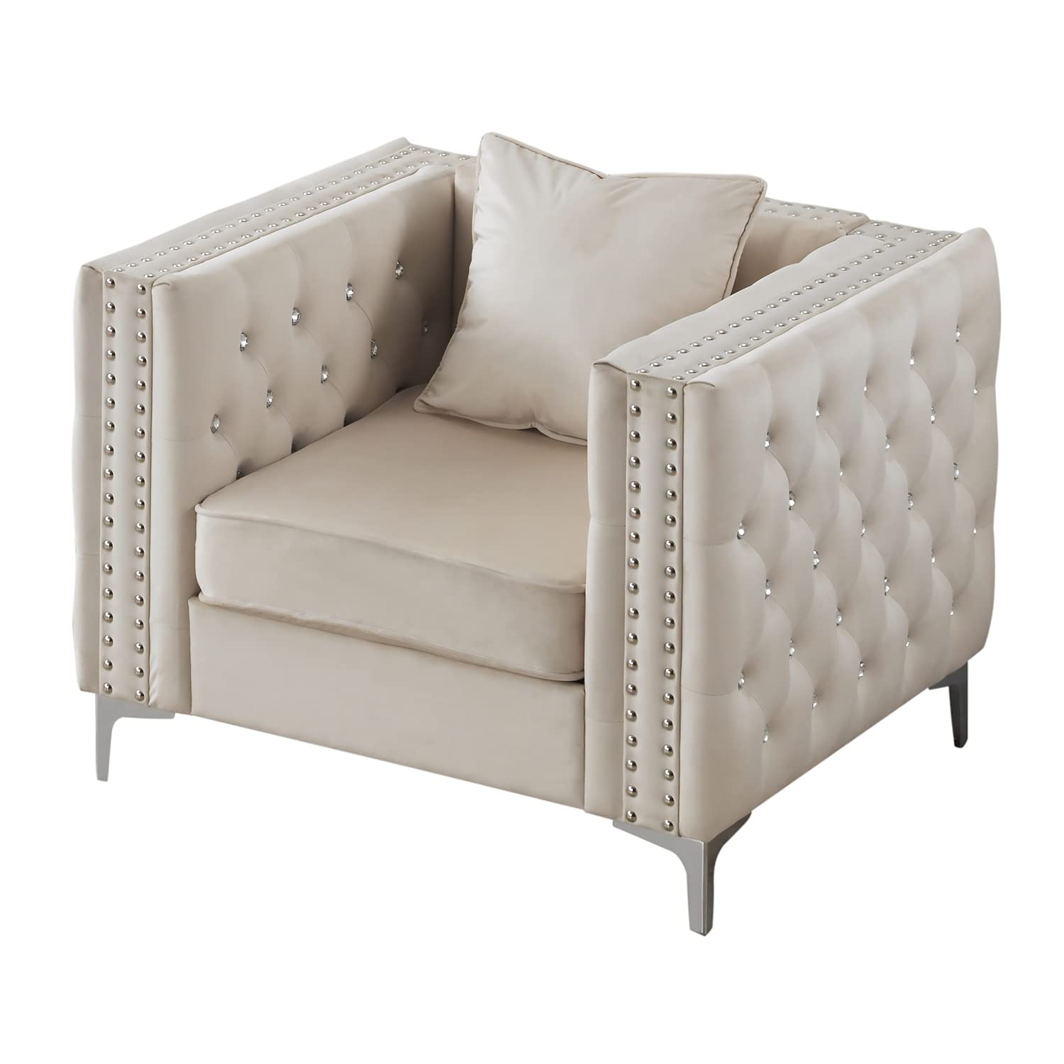 Glory Furniture Paige Velvet Chair in Ivory Glory Furniture Paige Velvet Chair in Ivory