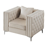 Glory Furniture Paige Velvet Chair in Ivory