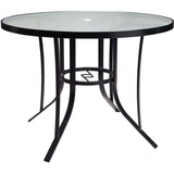 Hanover Lavallette 5-Piece Modern Outdoor Dining Set | 4 Counter-Height Swivel Chairs | UV Protected Cushions | 52'' Round Glass-Top Table | Weather Resistant Frame | Silver | LAVDN5PCBR-SLV