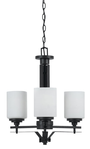 Cal Lighting FX-3505/3 60-watt X 3 Judson Hand Forged Iron 3 Light Chandelier with Glass Shades