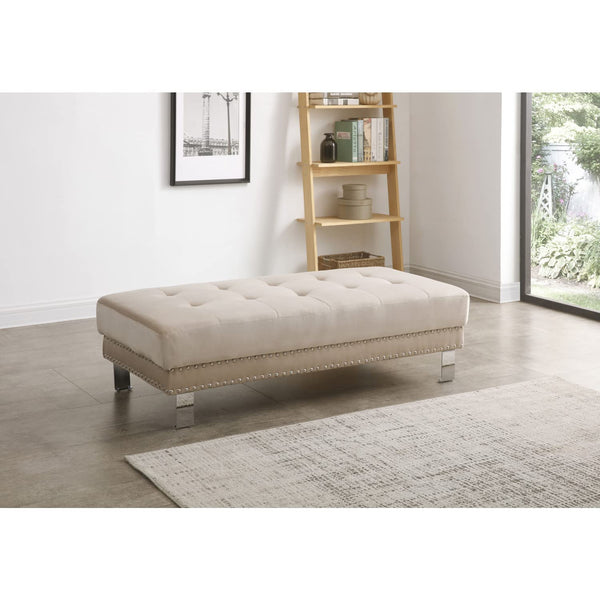 Glory Furniture Derek Velvet Ottoman in Beige