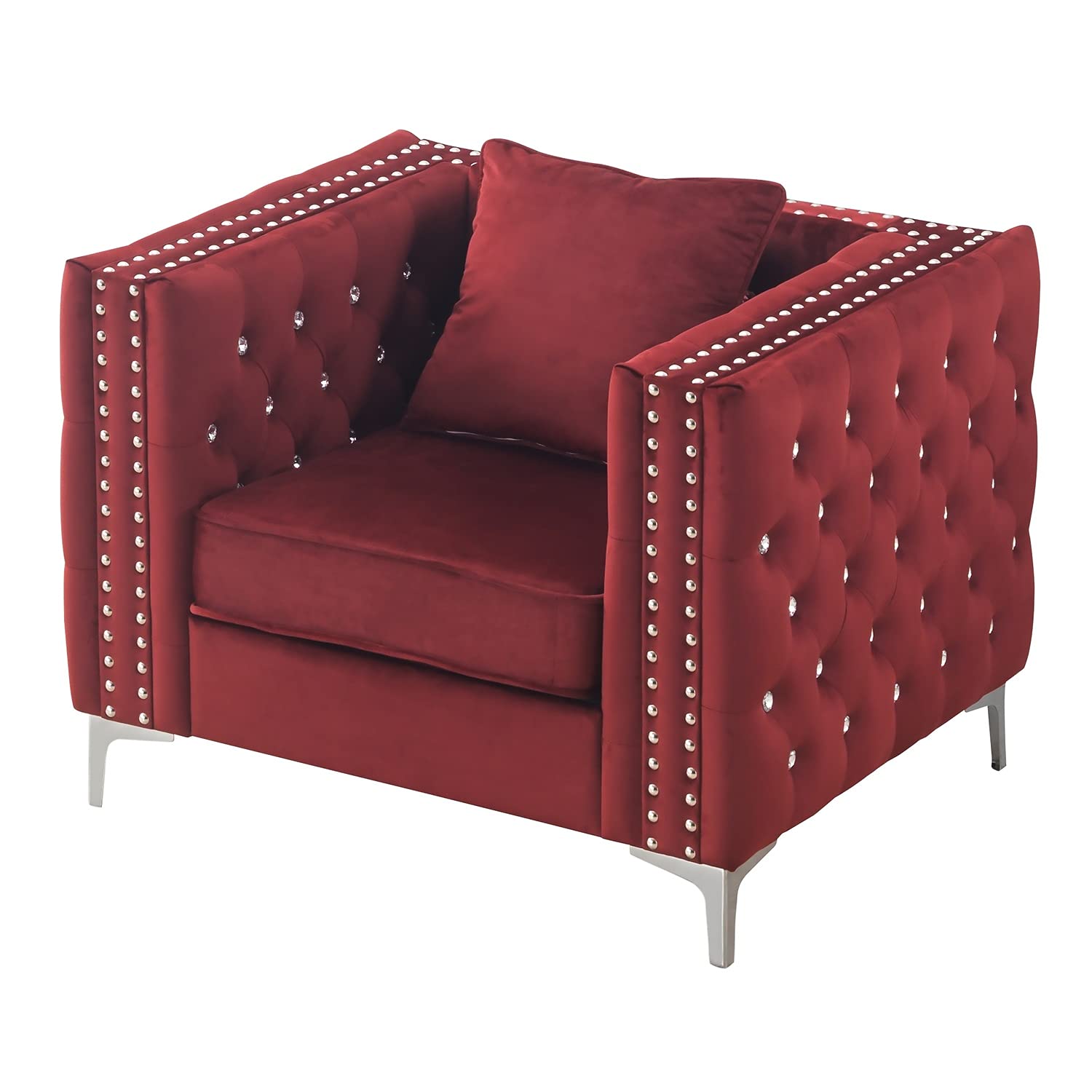 Glory Furniture Paige Velvet Chair in Burgundy Glory Furniture Paige Velvet Chair in Burgundy