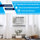 Arctic Wind 5,000 BTU 115V Window Air Conditioner with Mechanical Controls | 3-Speeds | Adjustable Louvers | Cooling for Living Room, Bedroom, Small Areas up to 150 Sq.Ft. | 2AW5000MSA