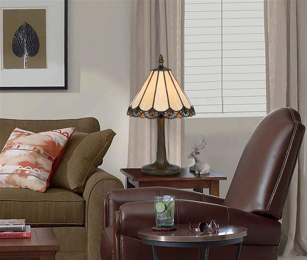 Cal Lighting BO-2382AC Mica One Light Accent Table from Tiffany Collection in Brass-Antique Finish, 7.50 inches