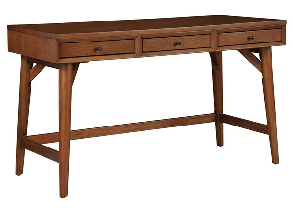 Alpine Furniture Flynn Large Wood 3 Drawer Desk in Acorn (Brown)
