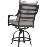 Hanover Lavallette 5-Piece Modern Outdoor Dining Set | 4 Counter-Height Swivel Chairs | UV Protected Cushions | 52'' Round Glass-Top Table | Weather Resistant Frame | Silver | LAVDN5PCBR-SLV