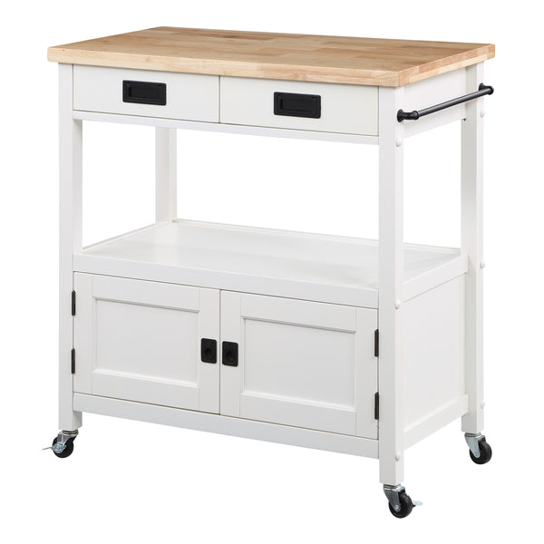 OS Home and Office Furniture Model RADW-11 Radford White Kitchen with Solid Rubberwood Top