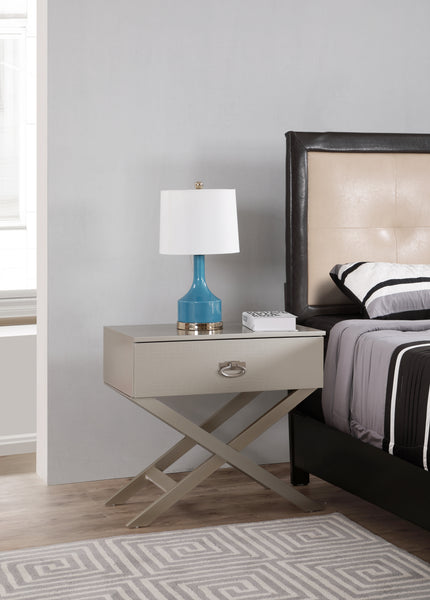 Glory Furniture Xavier G0070-N Nightstand , Silver Champagne