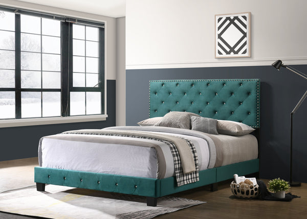 Glory Furniture Suffolk G1404-QB-UP Queen Bed , GREEN