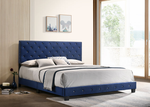 Glory Furniture Suffolk G1405-KB-UP King Bed , NAVY BLUE