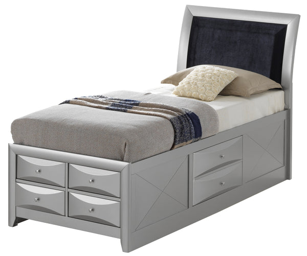 Glory Furniture Marilla G1503I-TSB4 Twin Storage Bed , Silver Champagne