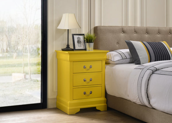 Glory Furniture Louis Phillipe G3102-3N 3 Drawer Nightstand , Yellow