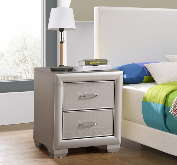 Glory Furniture Kat G5600-N Nightstand , Silver Champagne