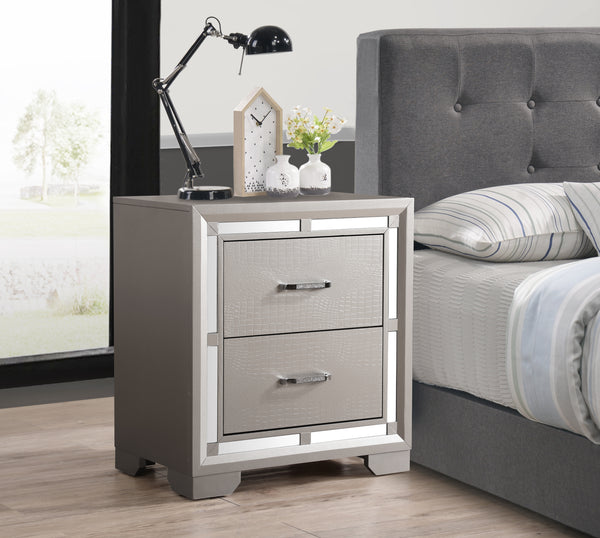 Glory Furniture Alana G6800-N Nightstand , Silver Champagne