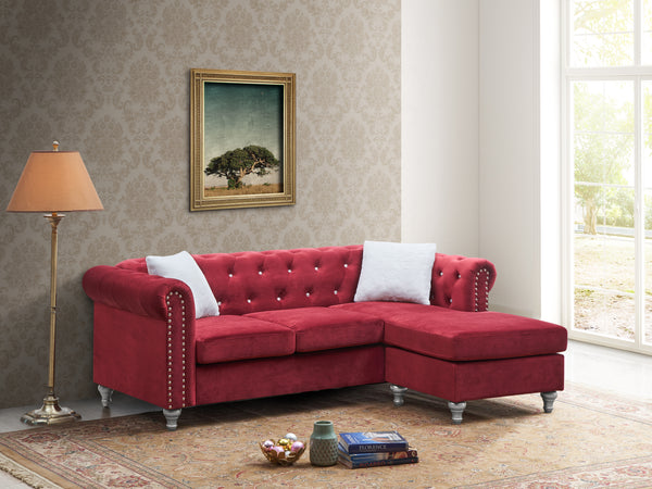 Glory Furniture Raisa G869B-SCH Sofa Chaise , BURGUNDY
