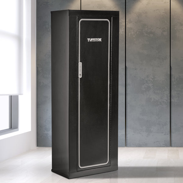 American Furniture Classics Gun Security Cabinet 10 Gun Metal Security Cabinet with 3 Pt. Locking System, Black