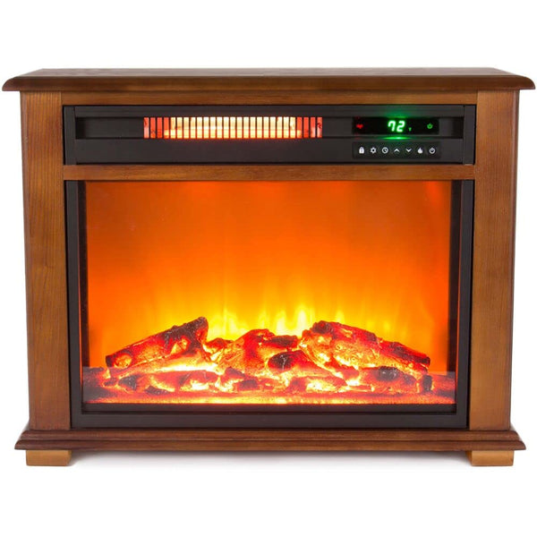 LifeSmart FP2042 Portable Fireplace Heater with Decorative Mantel Trim, 28.5, Wood Grain