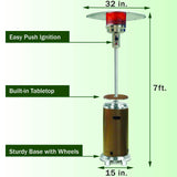 Hanover 7-Ft. 48,000 BTU Steel Umbrella Propane Patio Heater in Bronze/Stainless Steel, H002BRSS