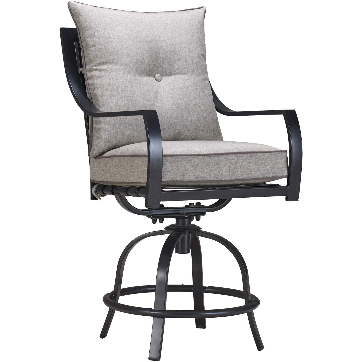 Hanover Lavallette 5-Piece Modern Outdoor Dining Set | 4 Counter-Height Swivel Chairs | UV Protected Cushions | 52'' Round Glass-Top Table | Weather Resistant Frame | Silver | LAVDN5PCBR-SLV Hanover Lavallette 5-Piece Modern Outdoor Dining Set | 4 Counter-Height Swivel Chairs | UV Protected Cushions | 52'' Round Glass-Top Table | Weather Resistant Frame | Silver | LAVDN5PCBR-SLV