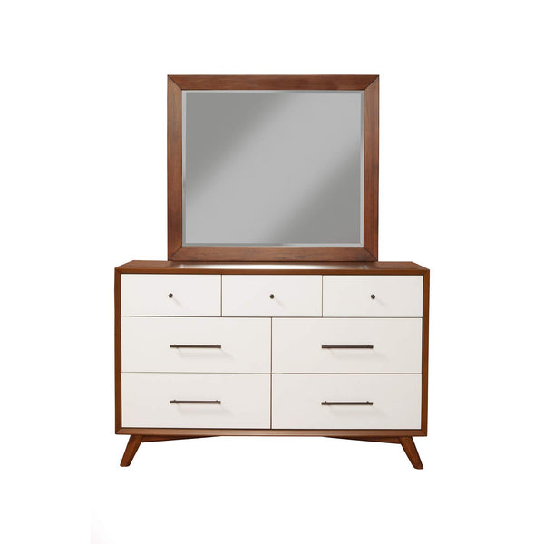 Alpine Furniture Flynn Mid Century Wood Mirror in Acorn (Brown)