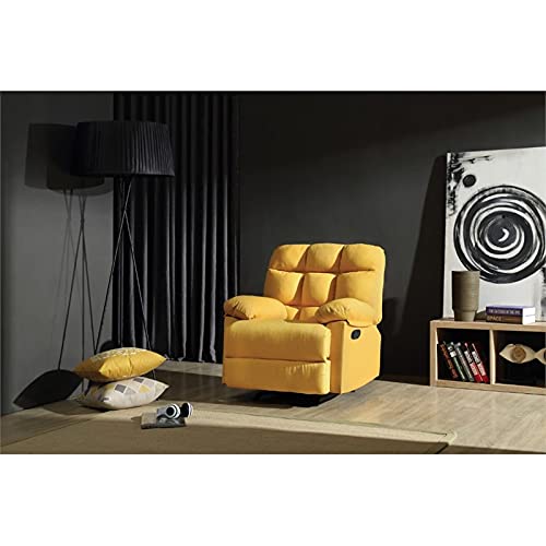 Glory Furniture Cindy Twill Fabric Rocker Recliner in Yellow