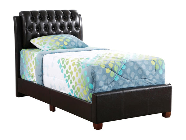 Glory Furniture Marilla Faux Leather Upholstered Twin Bed in Dark Brown