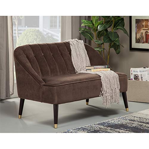 Alpine Furniture Deco Upholstered Accent Bench in Brown