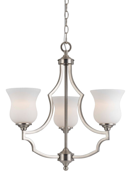 Cal Lighting FX-3531/3 Transitional Three Light Chandelier from Barrie Collection in Pwt, Nckl, B/S, Slvr. Finish, 22.00 inches