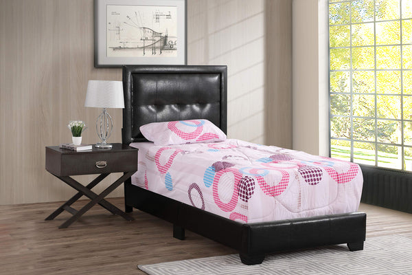 Glory Furniture Panello Faux Leather Upholstered Twin Bed in Black